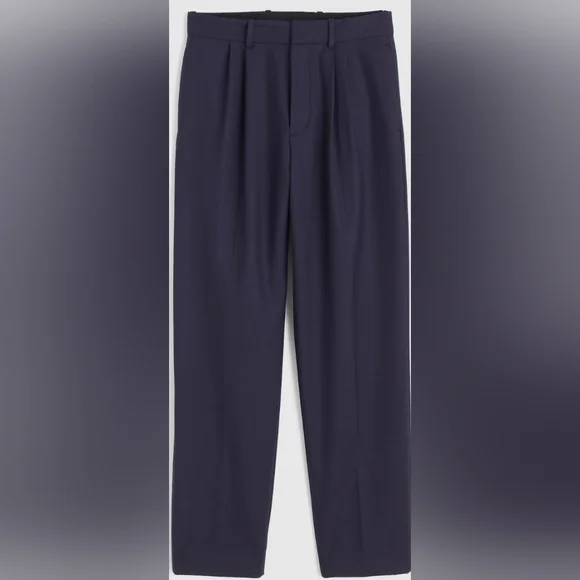 Madewell Men's Cotton-Wool Blend Pleated Trousers Pants Navy 35x32 NWT - Picture 5 of 8